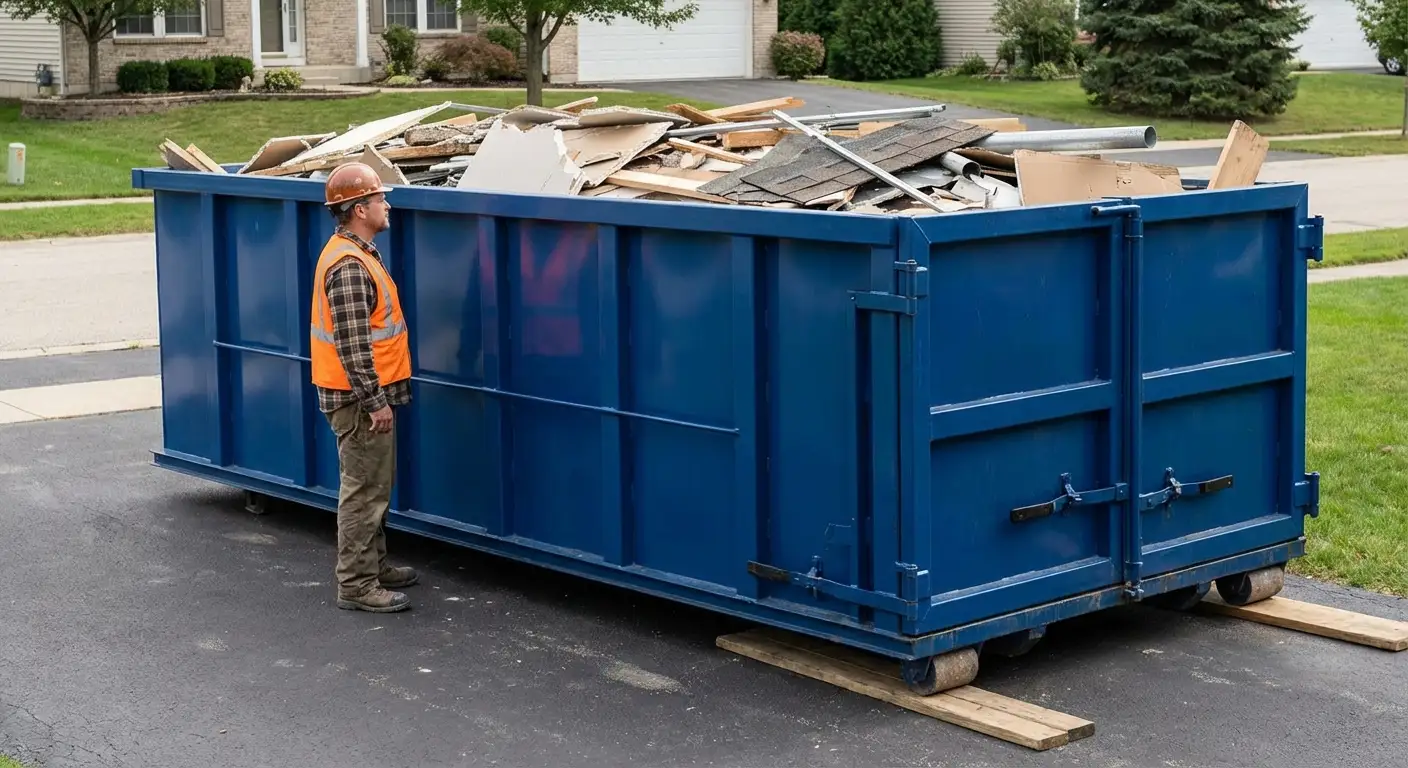Dumpster loaded correctly to avoid overage fees in Arlington Heights, IL