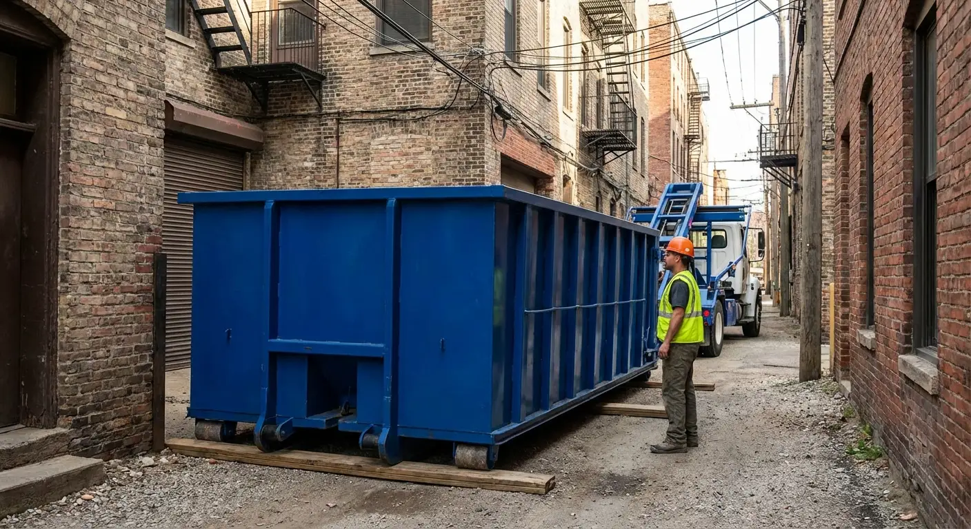 Narrow alley access challenges in Arlington Heights