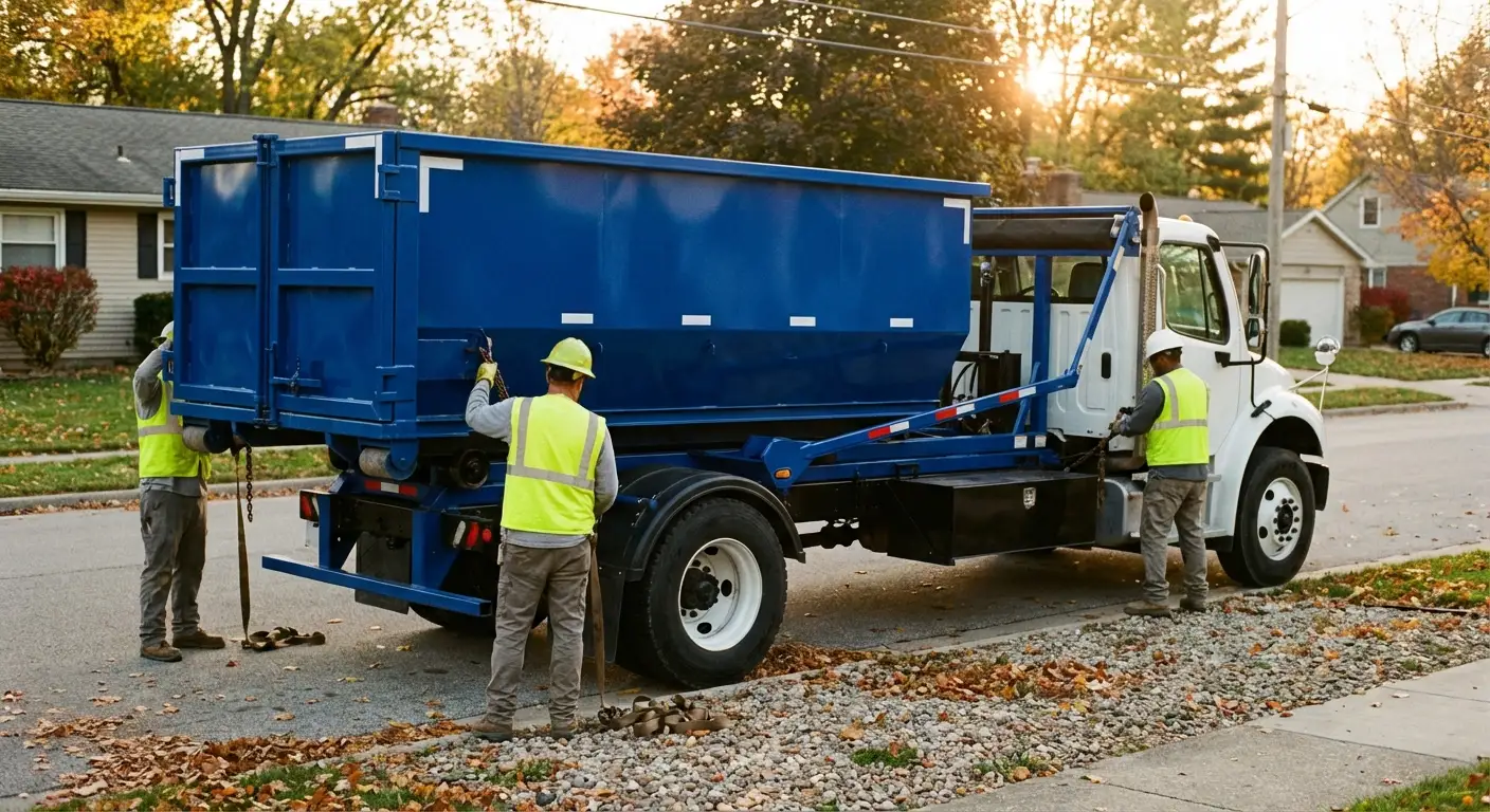 Roll-off dumpster delivery truck in Arlington Heights, IL