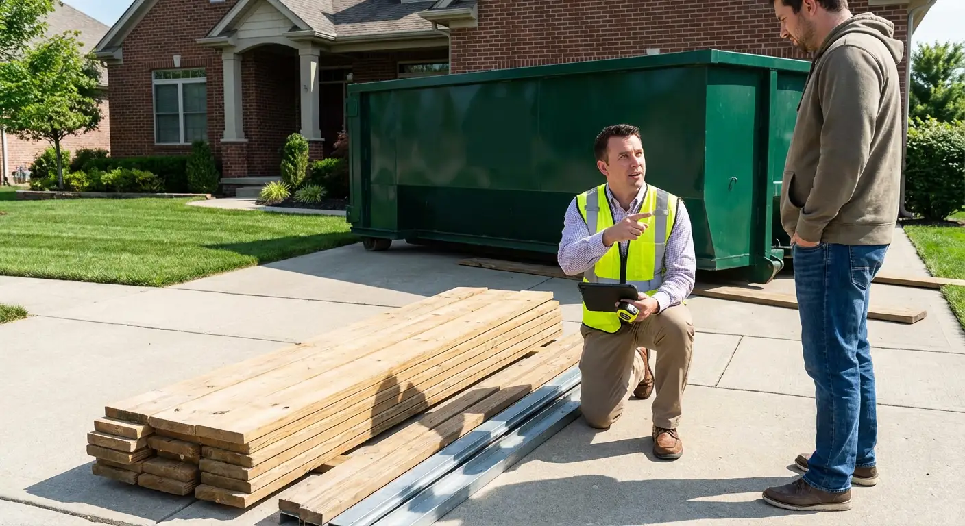 Dumpster rental delivery truck in Arlington Heights