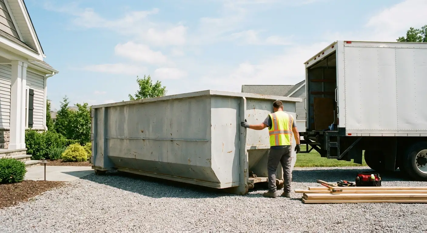 Roll-off dumpster dimensions and footprint visualization in Arlington Heights, IL